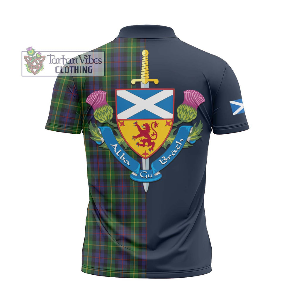 Tartan Vibes Clothing Farquharson Tartan Zipper Polo Shirt with Scottish Lion Royal Arm Half Style