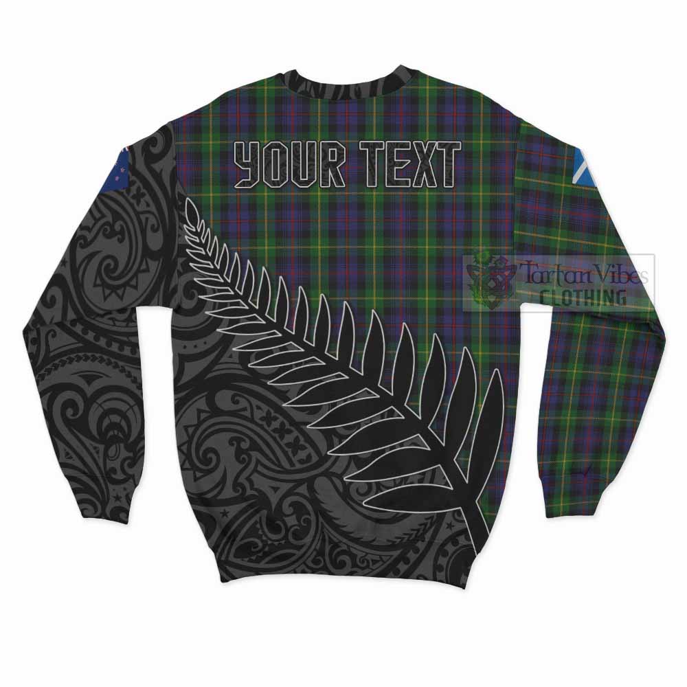 Tartan Vibes Clothing Farquharson Crest Tartan Sweatshirt with New Zealand Silver Fern Half Style