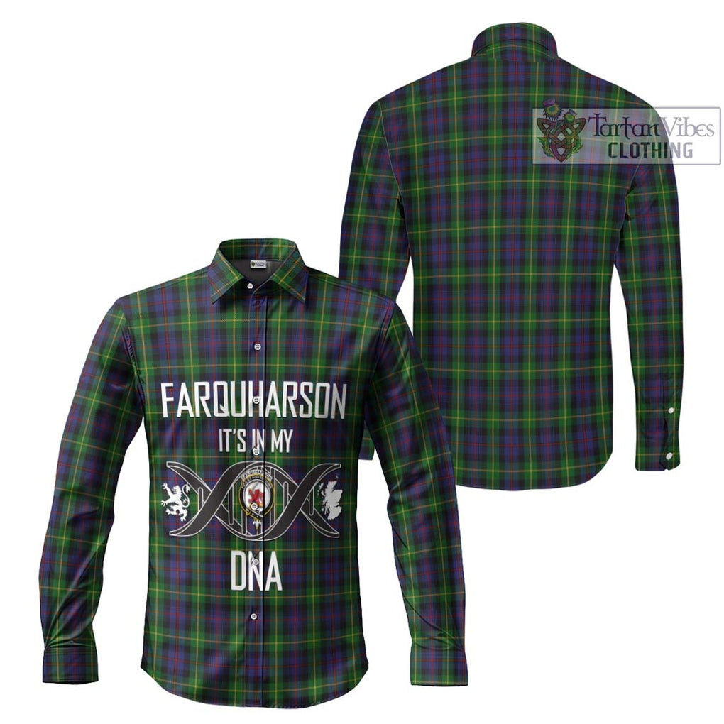 Farquharson Tartan Long Sleeve Button Shirt with Family Crest DNA In Me Style Men's Shirt - Tartanvibesclothing Shop