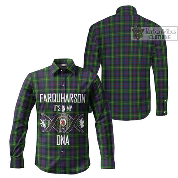 Farquharson Tartan Long Sleeve Button Shirt with Family Crest DNA In Me Style