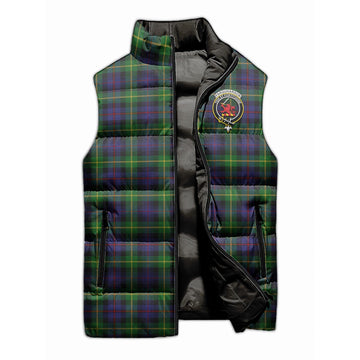 Farquharson Tartan Sleeveless Puffer Jacket with Family Crest