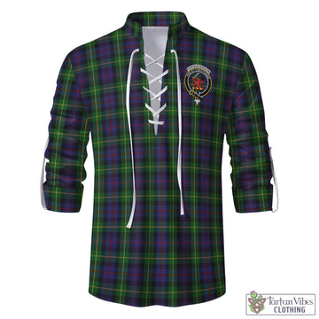 Farquharson Tartan Men's Scottish Traditional Jacobite Ghillie Kilt Shirt with Family Crest