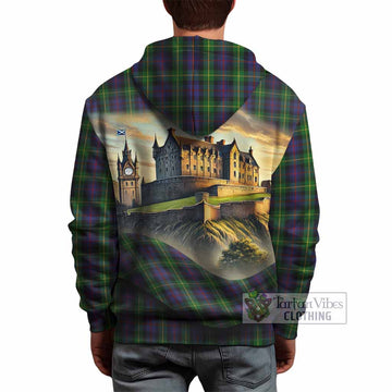 Farquharson Tartan Family Crest Hoodie with Scottish Ancient Castle Style - Tartan Vibes Clothing