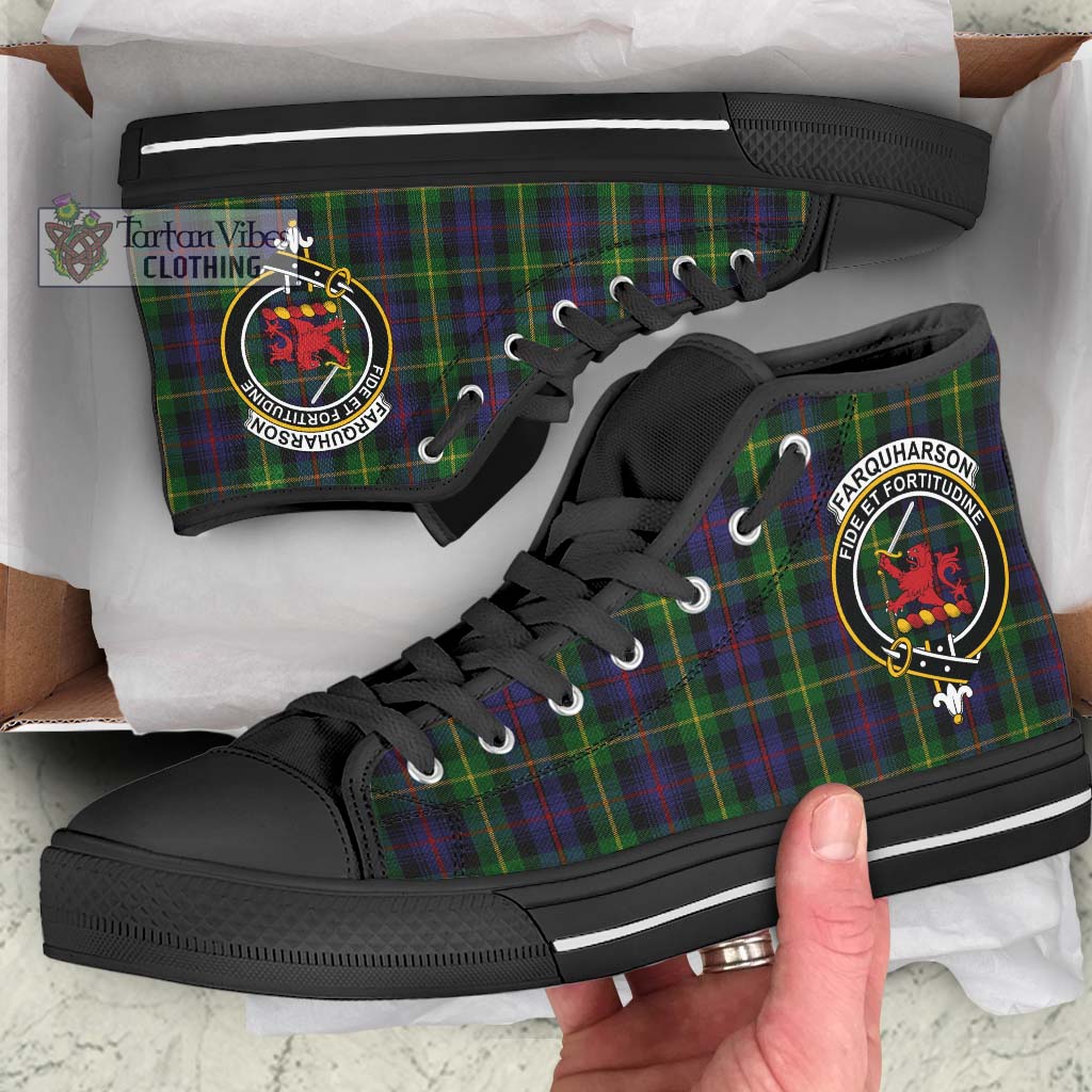 Tartan Vibes Clothing Farquharson Tartan High Top Shoes with Family Crest