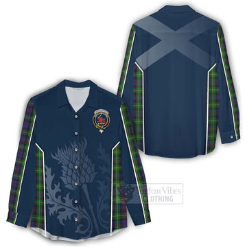 Farquharson Tartan Women's Casual Shirt with Family Crest and Scottish Thistle Vibes Sport Style