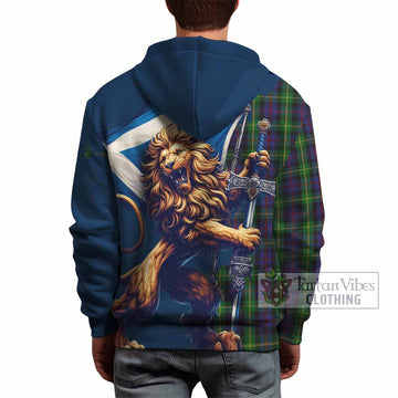 Farquharson Tartan Family Crest Hoodie with Scottish Majestic Lion