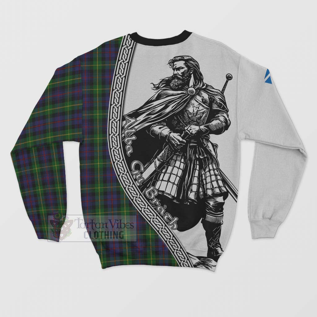 Tartan Vibes Clothing Farquharson Tartan Clan Crest Sweatshirt with Highlander Warrior Celtic Style