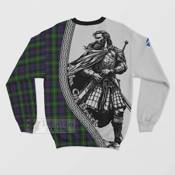 Farquharson Tartan Clan Crest Sweatshirt with Highlander Warrior Celtic Style