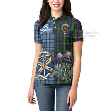 Farquharson Tartan Women's Polo Shirt Happy St. Andrew's Day Half Tartan Style