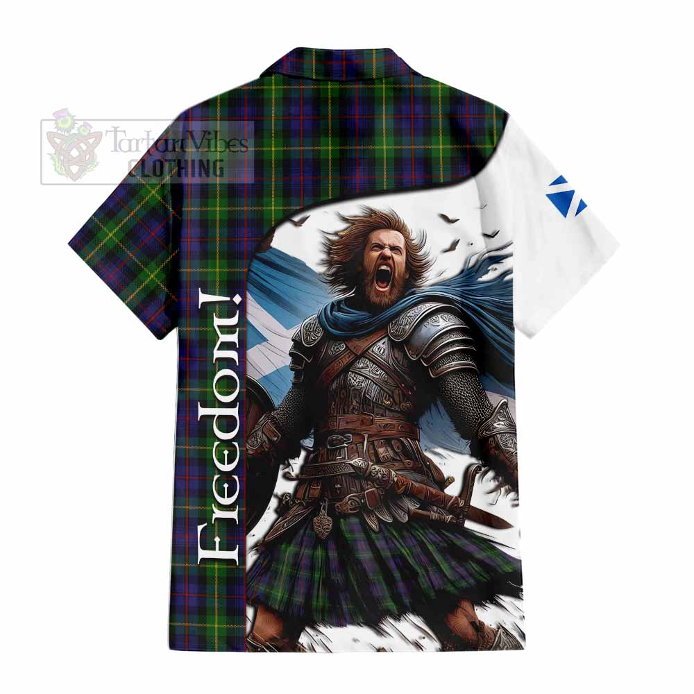 Tartan Vibes Clothing Farquharson Crest Tartan Short Sleeve Button Shirt Inspired by the Freedom of Scottish Warrior