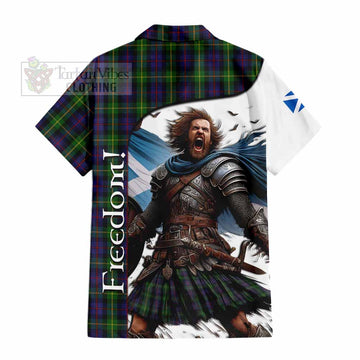 Farquharson Crest Tartan Short Sleeve Button Shirt Inspired by the Freedom of Scottish Warrior