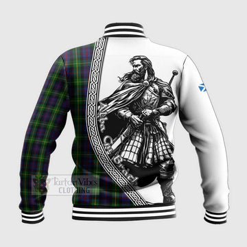 Farquharson Tartan Clan Crest Baseball Jacket with Highlander Warrior Celtic Style