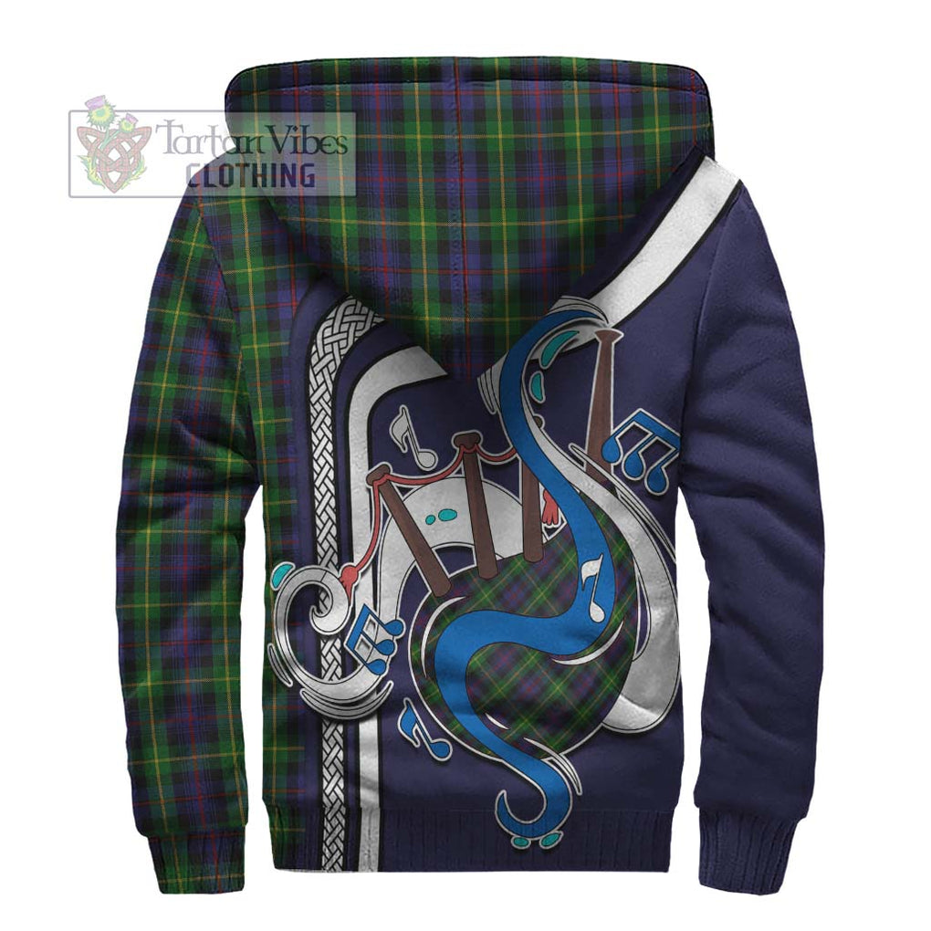 Farquharson Tartan Sherpa Hoodie with Epic Bagpipe Style - Tartanvibesclothing Shop