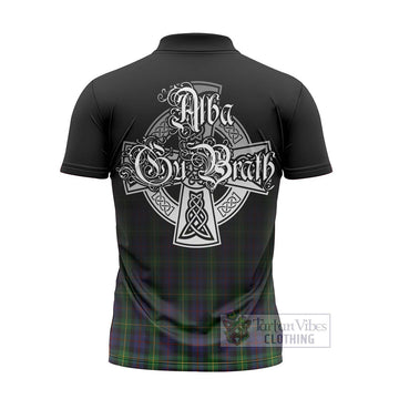 Farquharson Tartan Zipper Polo Shirt Featuring Alba Gu Brath Family Crest Celtic Inspired