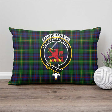 Farquharson Tartan Pillow Cover with Family Crest