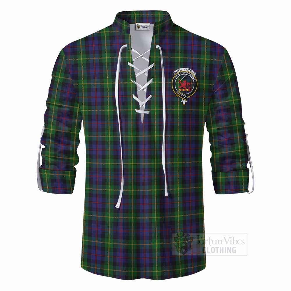 Tartan Vibes Clothing Farquharson Tartan Ghillie Kilt Shirt with Family Crest DNA In Me Style