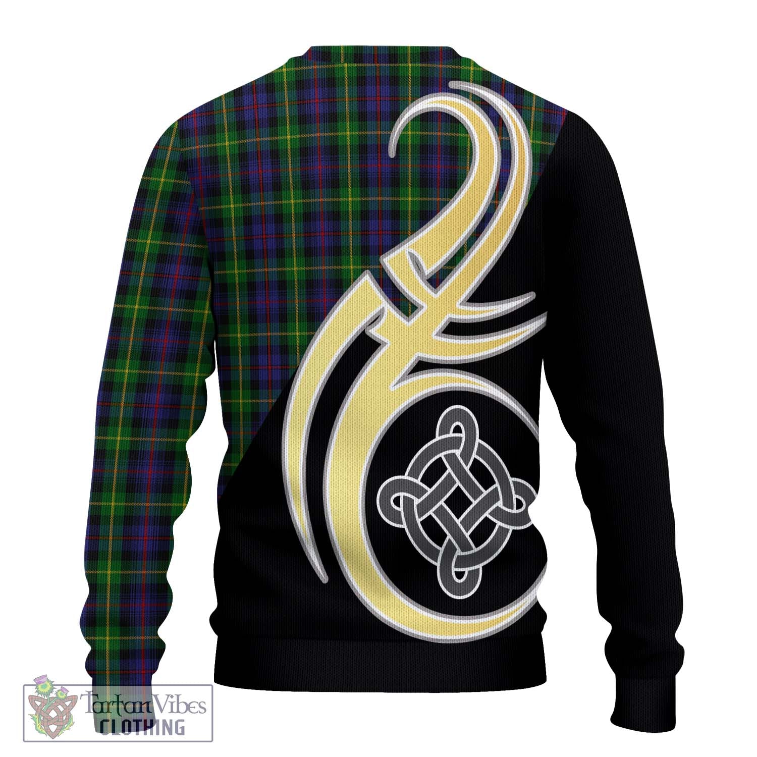 Farquharson Tartan Knitted Sweater with Family Crest and Celtic Symbol Style - Tartan Vibes Clothing