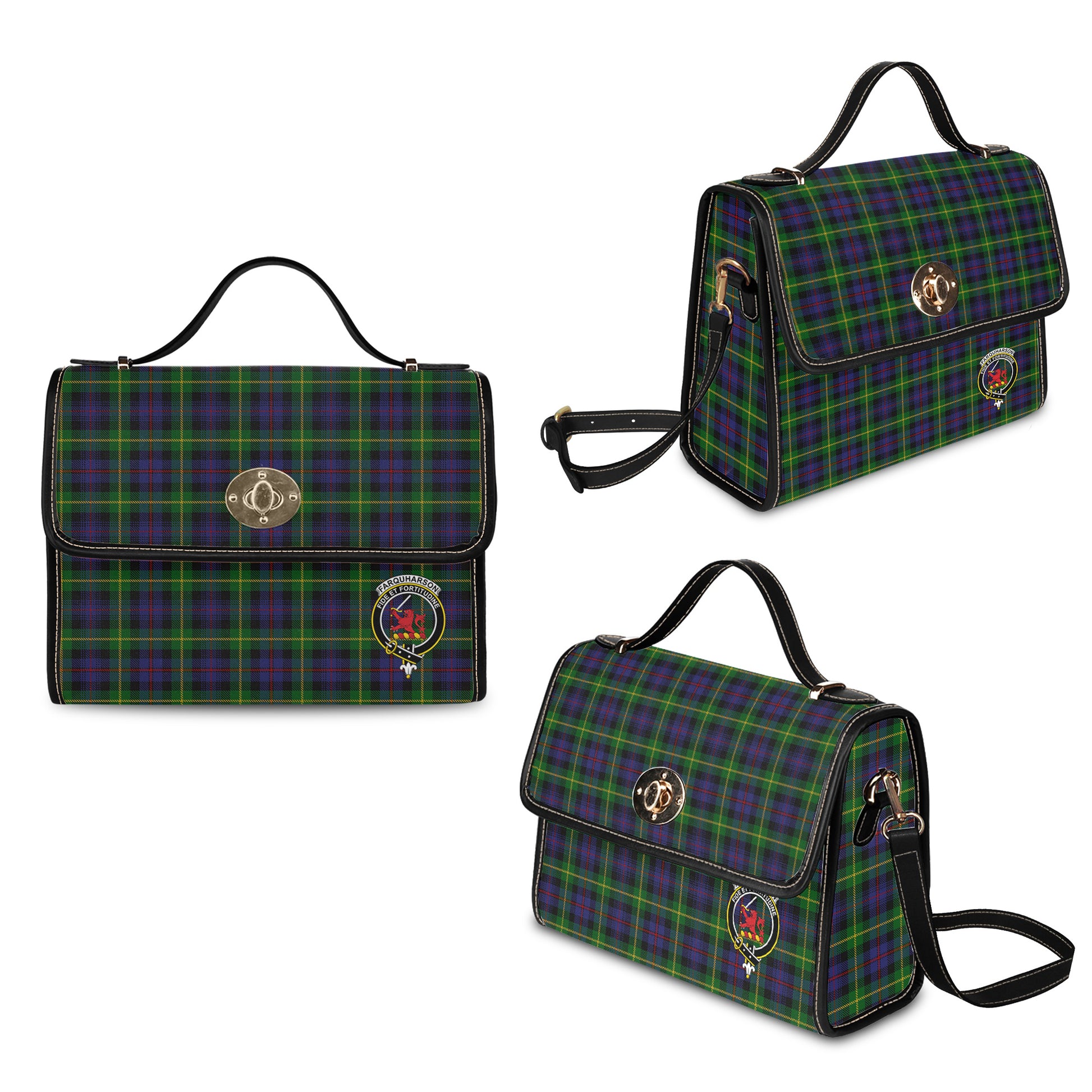 farquharson-tartan-leather-strap-waterproof-canvas-bag-with-family-crest