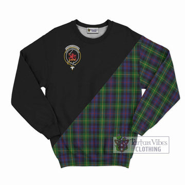 Farquharson Tartan Sweatshirt with Family Crest and Military Logo Style