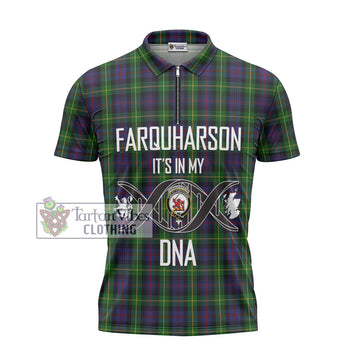 Farquharson Tartan Zipper Polo Shirt with Family Crest DNA In Me Style