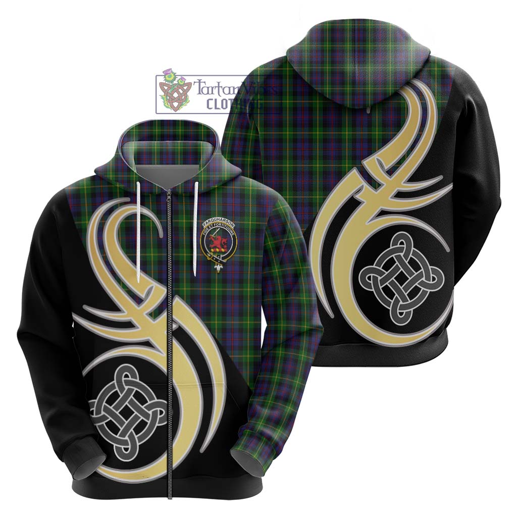 Farquharson Tartan Hoodie with Family Crest and Celtic Symbol Style - Tartan Vibes Clothing