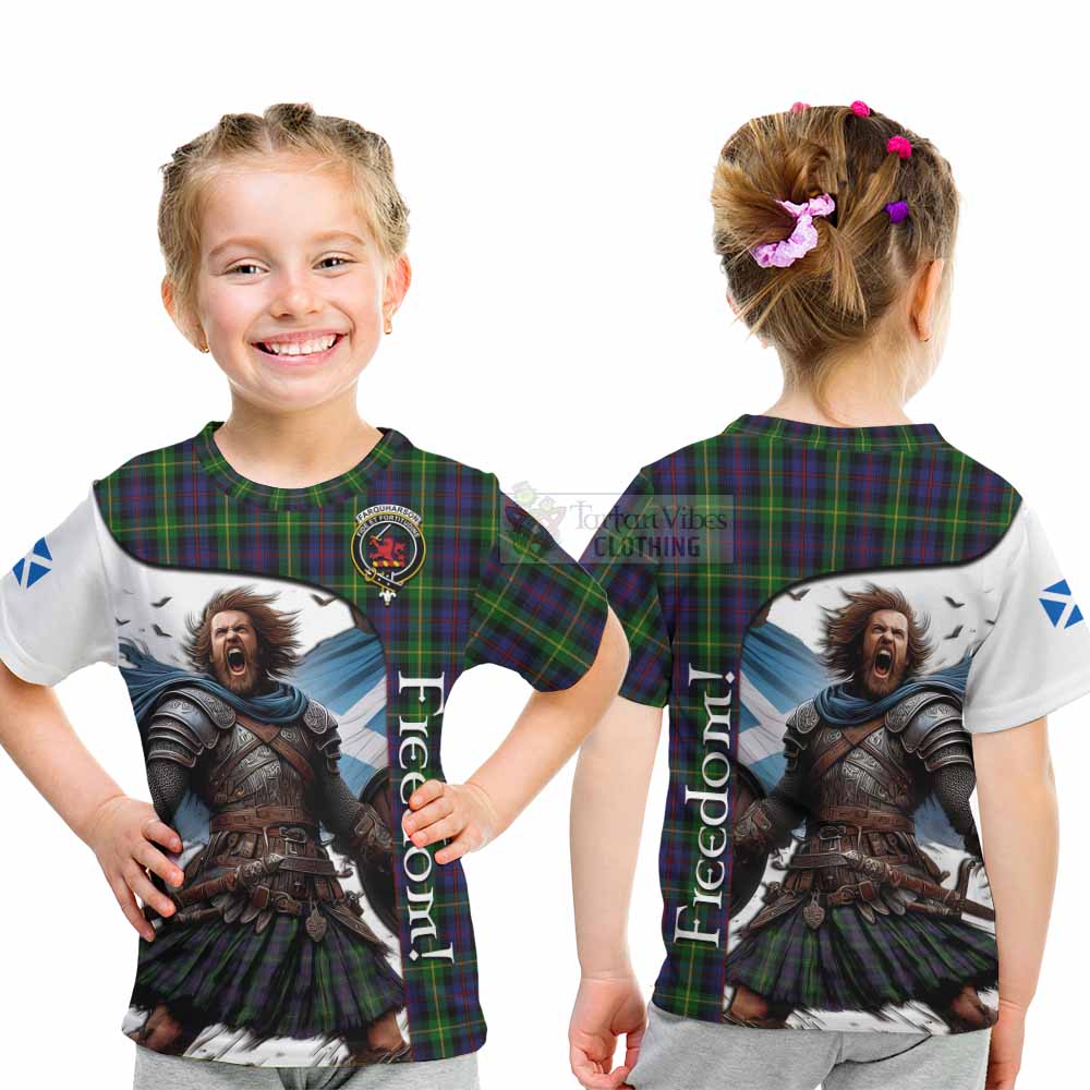 Tartan Vibes Clothing Farquharson Crest Tartan Kid T-Shirt Inspired by the Freedom of Scottish Warrior