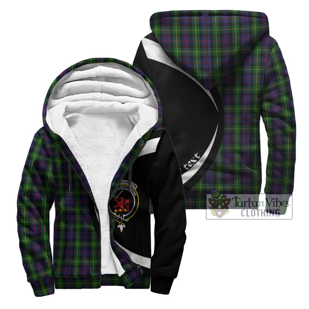 Farquharson Tartan Sherpa Hoodie with Family Crest Circle Style Unisex - Tartan Vibes Clothing