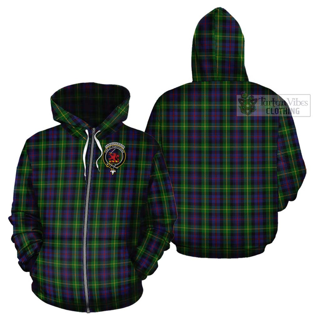 Farquharson Tartan Cotton Hoodie with Family Crest Zip Hoodie - Tartan Vibes Clothing