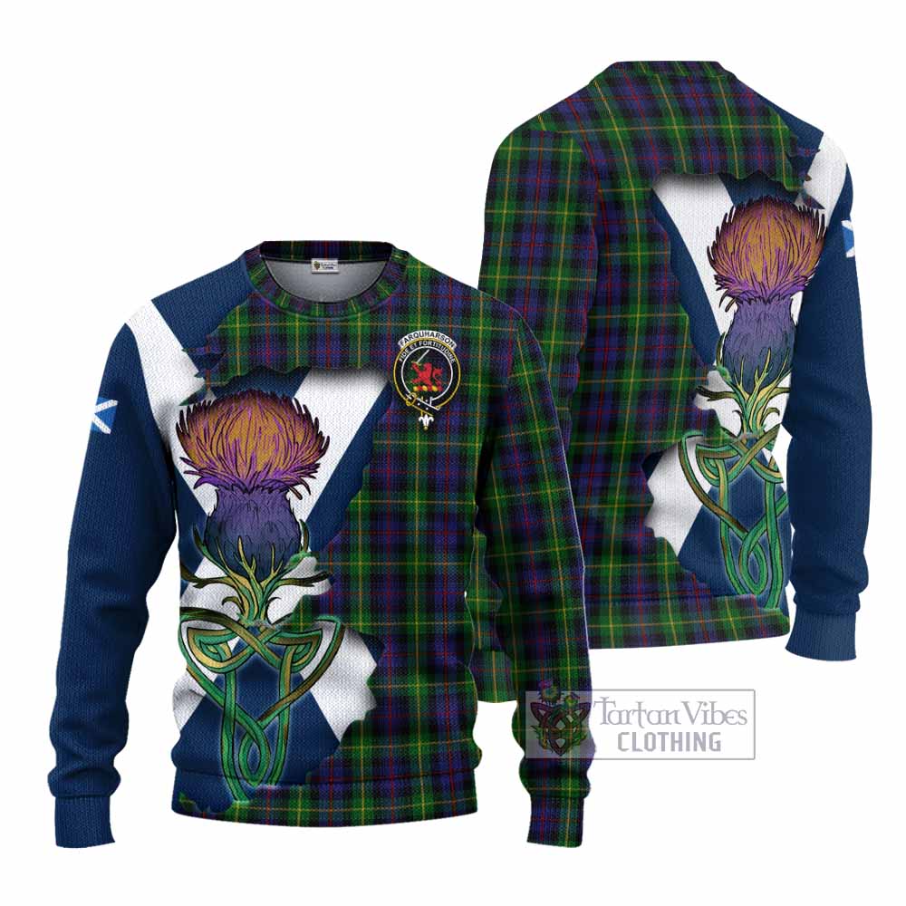 Farquharson Tartan Family Crest Knitted Sweater Scottish Thistle Celtic Inspired - Tartan Vibes Clothing