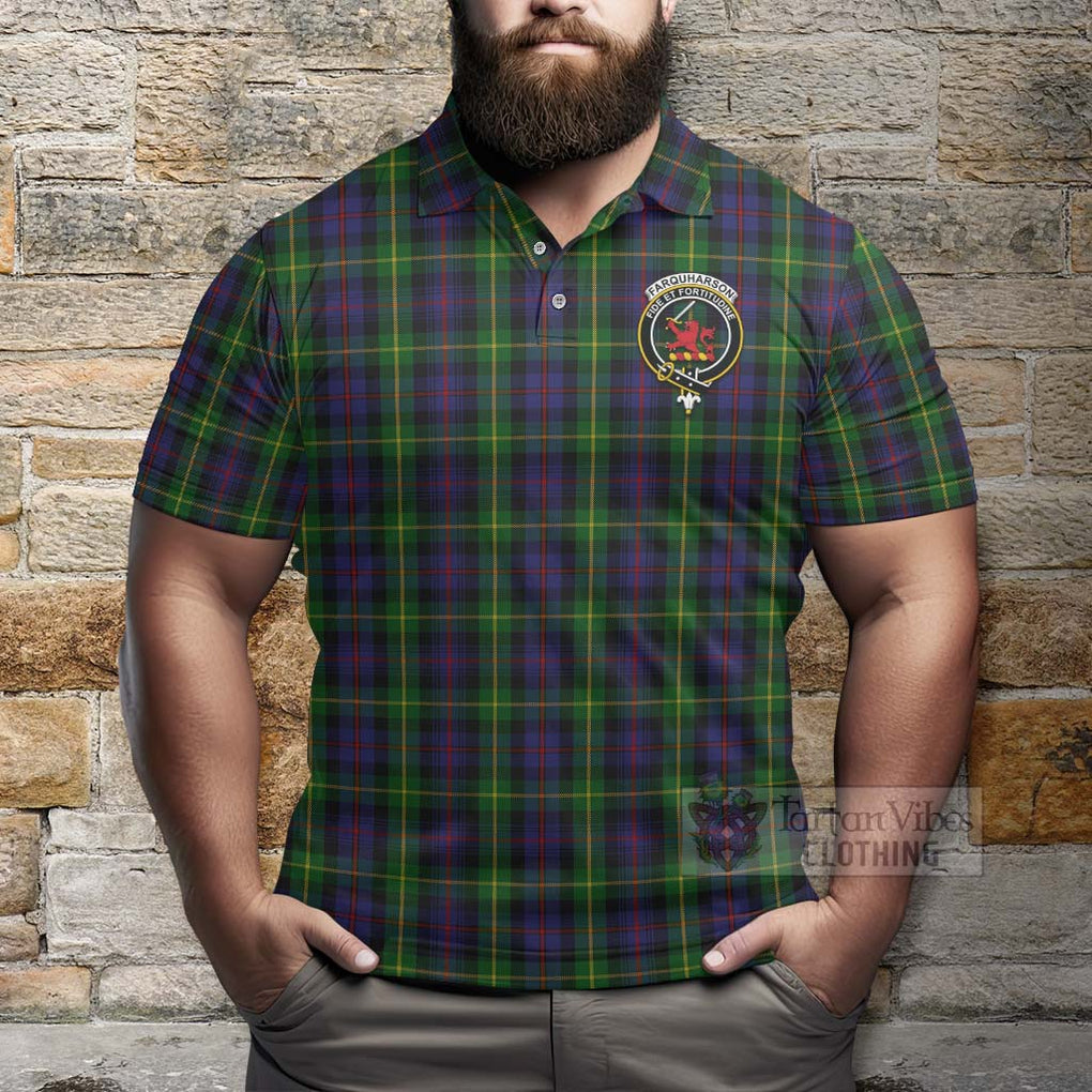 Tartan Vibes Clothing Farquharson Tartan Polo Shirt with Family Crest Celtic Skull Style