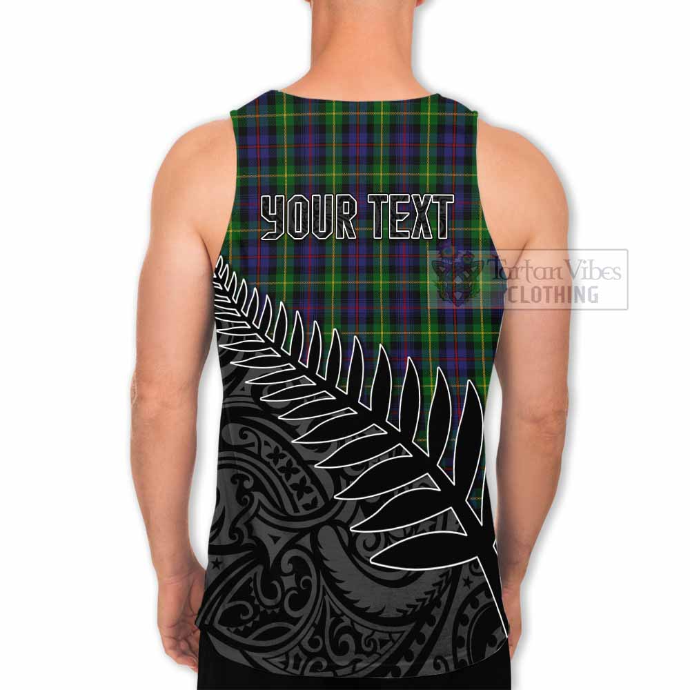 Tartan Vibes Clothing Farquharson Crest Tartan Men's Tank Top with New Zealand Silver Fern Half Style