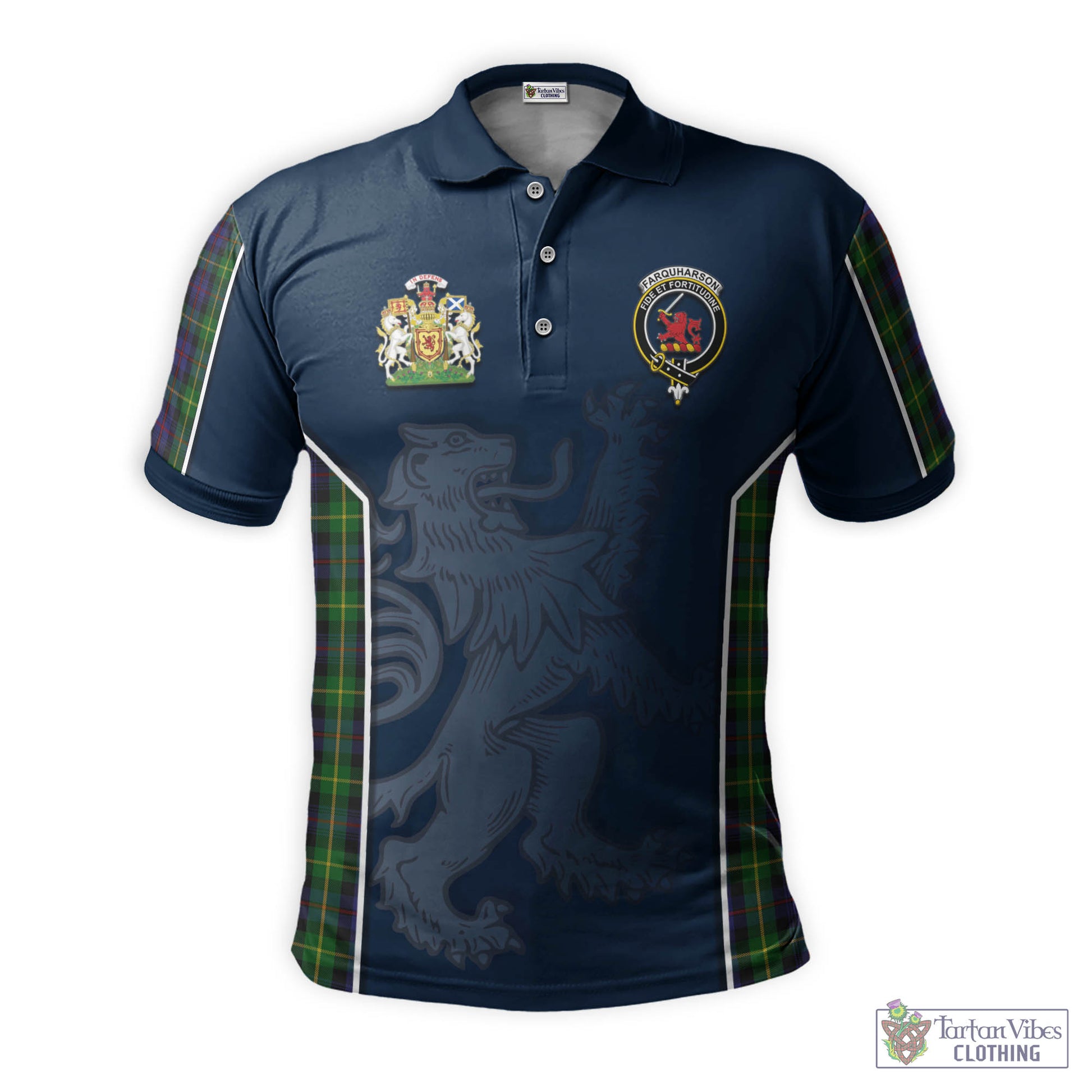 Tartan Vibes Clothing Farquharson Tartan Men's Polo Shirt with Family Crest and Lion Rampant Vibes Sport Style