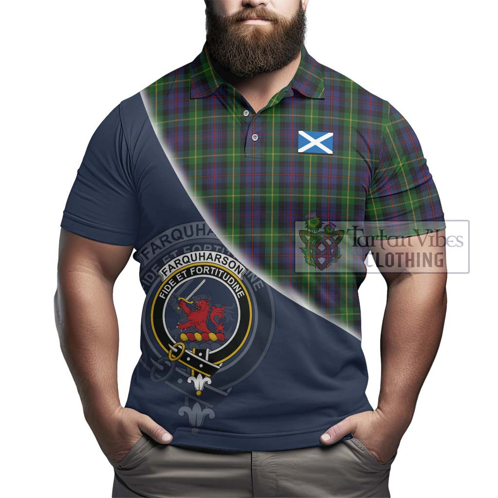 Farquharson Tartan Polo Shirt with Personalised National Flag and Family Crest Half Style - Tartanvibesclothing Shop