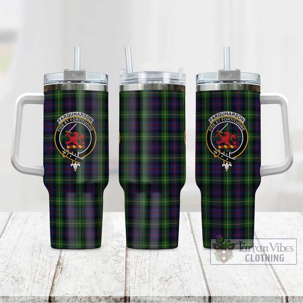 Tartan Vibes Clothing Farquharson Tartan and Family Crest Tumbler with Handle