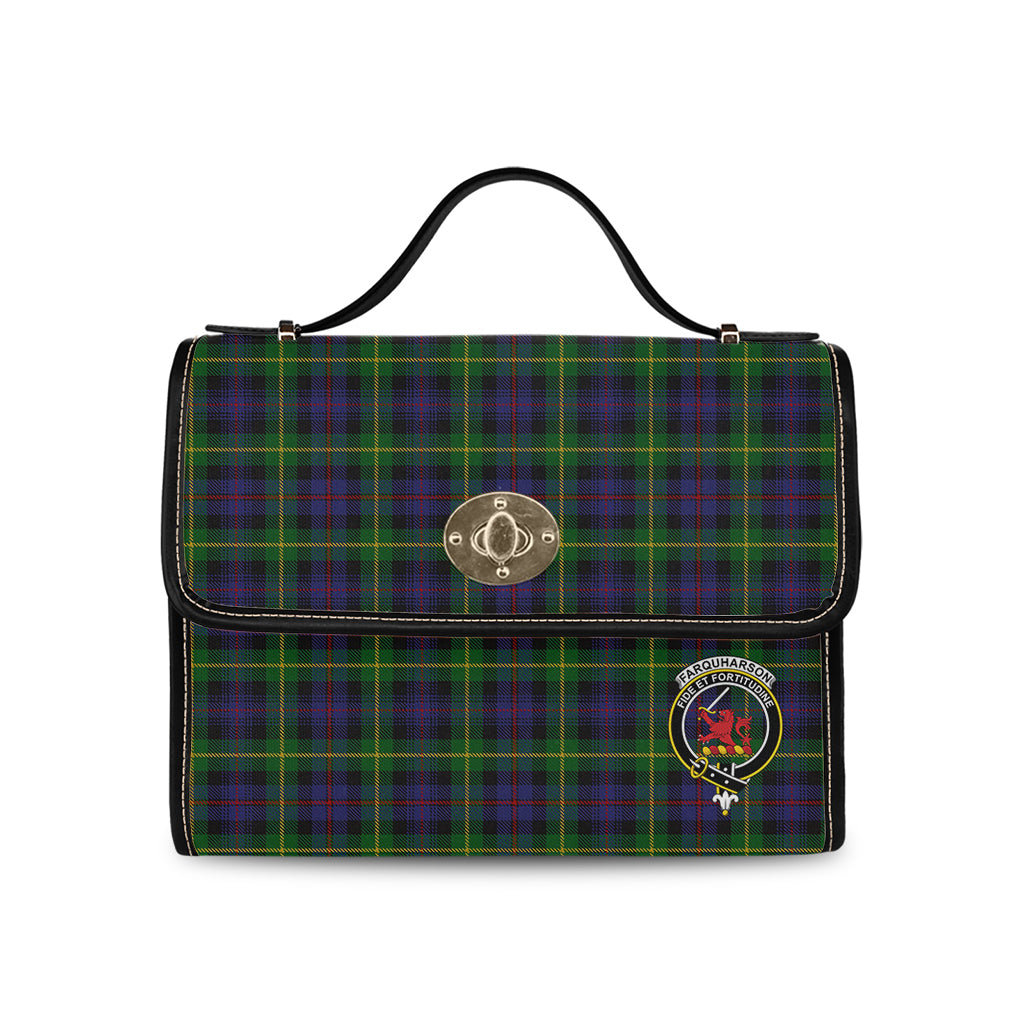 farquharson-tartan-leather-strap-waterproof-canvas-bag-with-family-crest