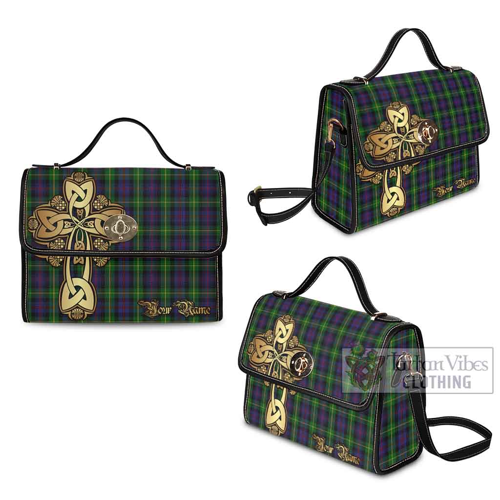 Tartan Vibes Clothing Farquharson Tartan Waterproof Canvas Bag Golden Thistle Celtic Cross Style