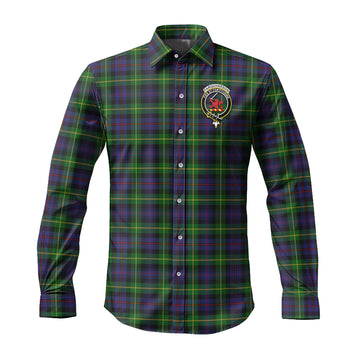 Farquharson Tartan Long Sleeve Button Up Shirt with Family Crest