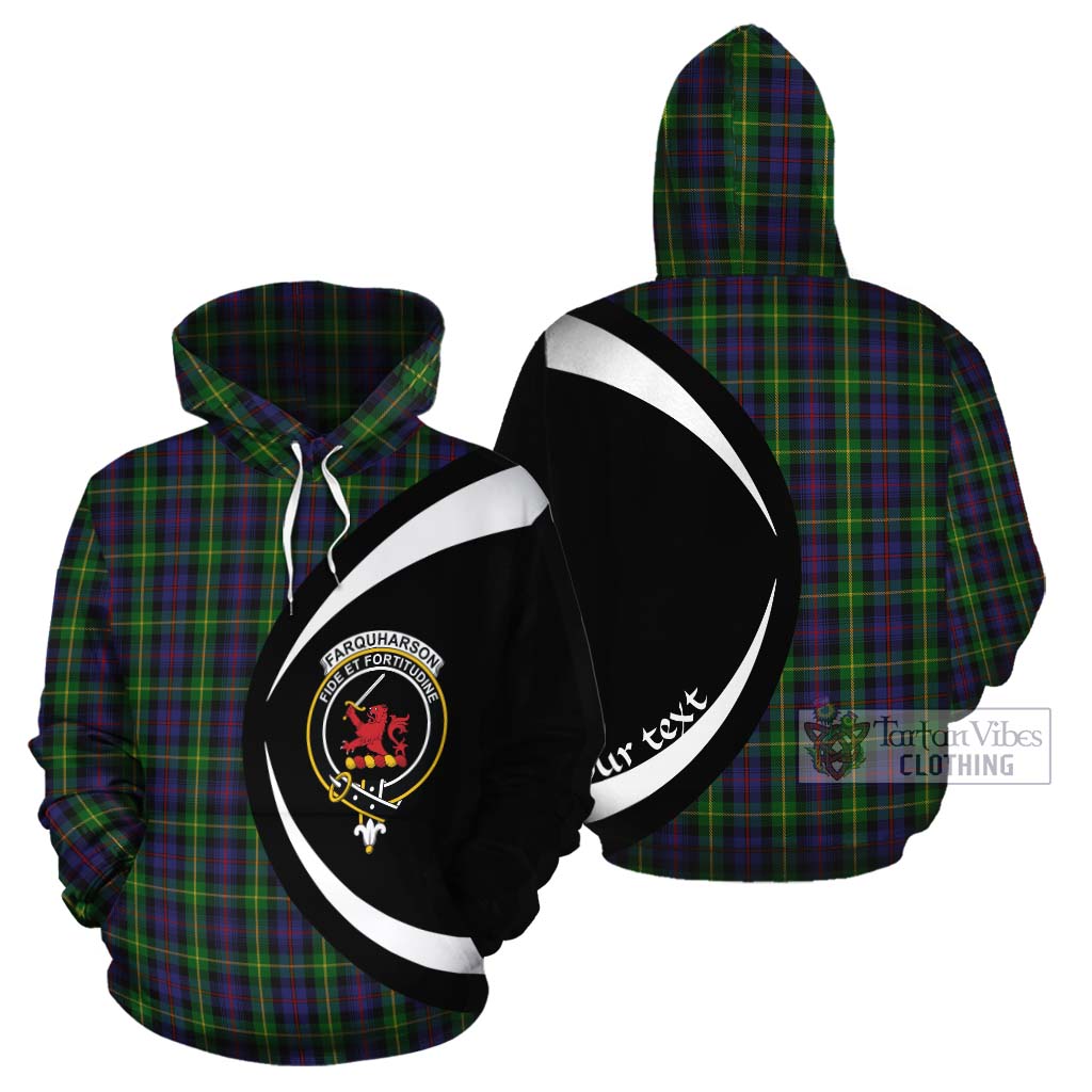 Tartan Vibes Clothing Farquharson Tartan Cotton Hoodie with Family Crest Circle Style