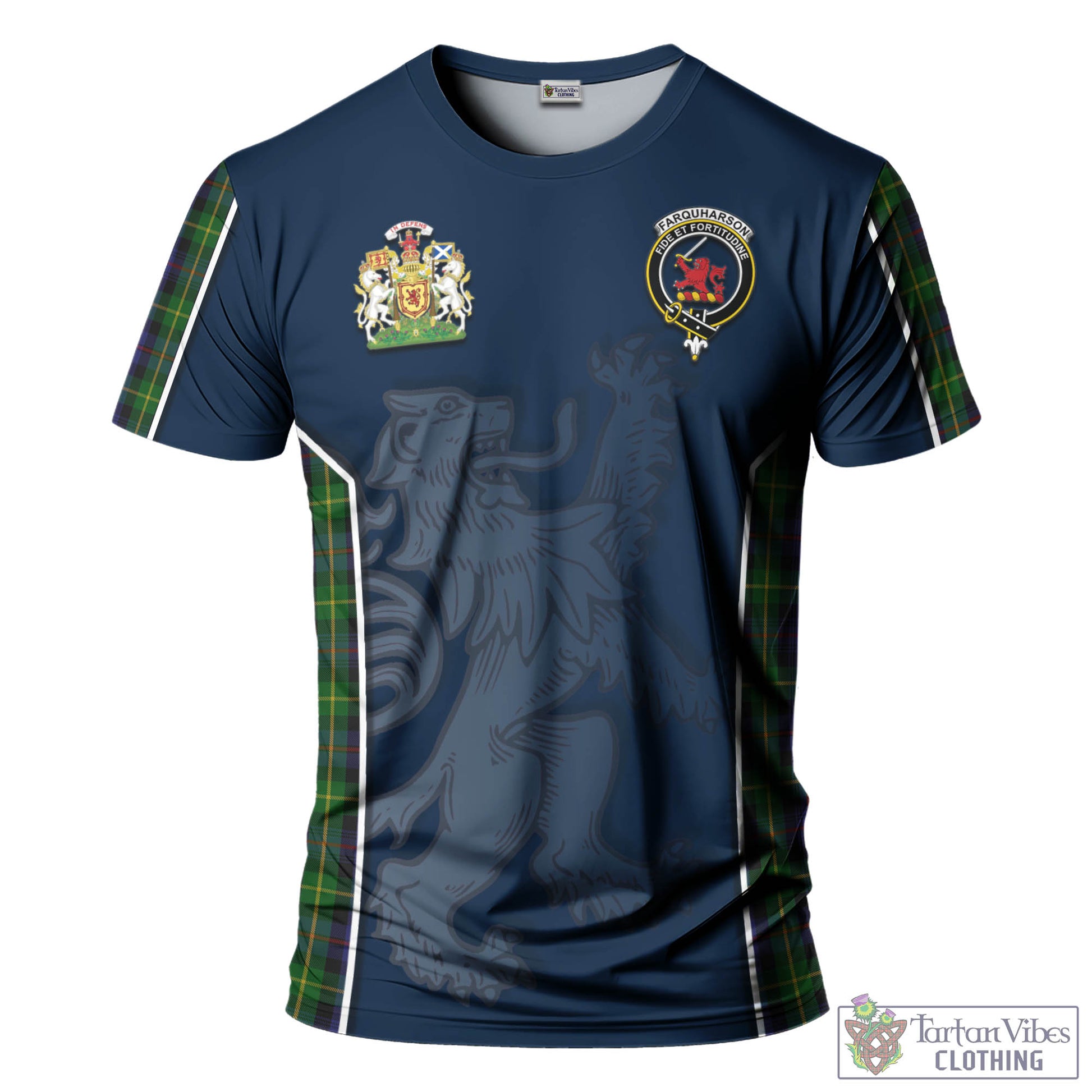 Tartan Vibes Clothing Farquharson Tartan T-Shirt with Family Crest and Lion Rampant Vibes Sport Style