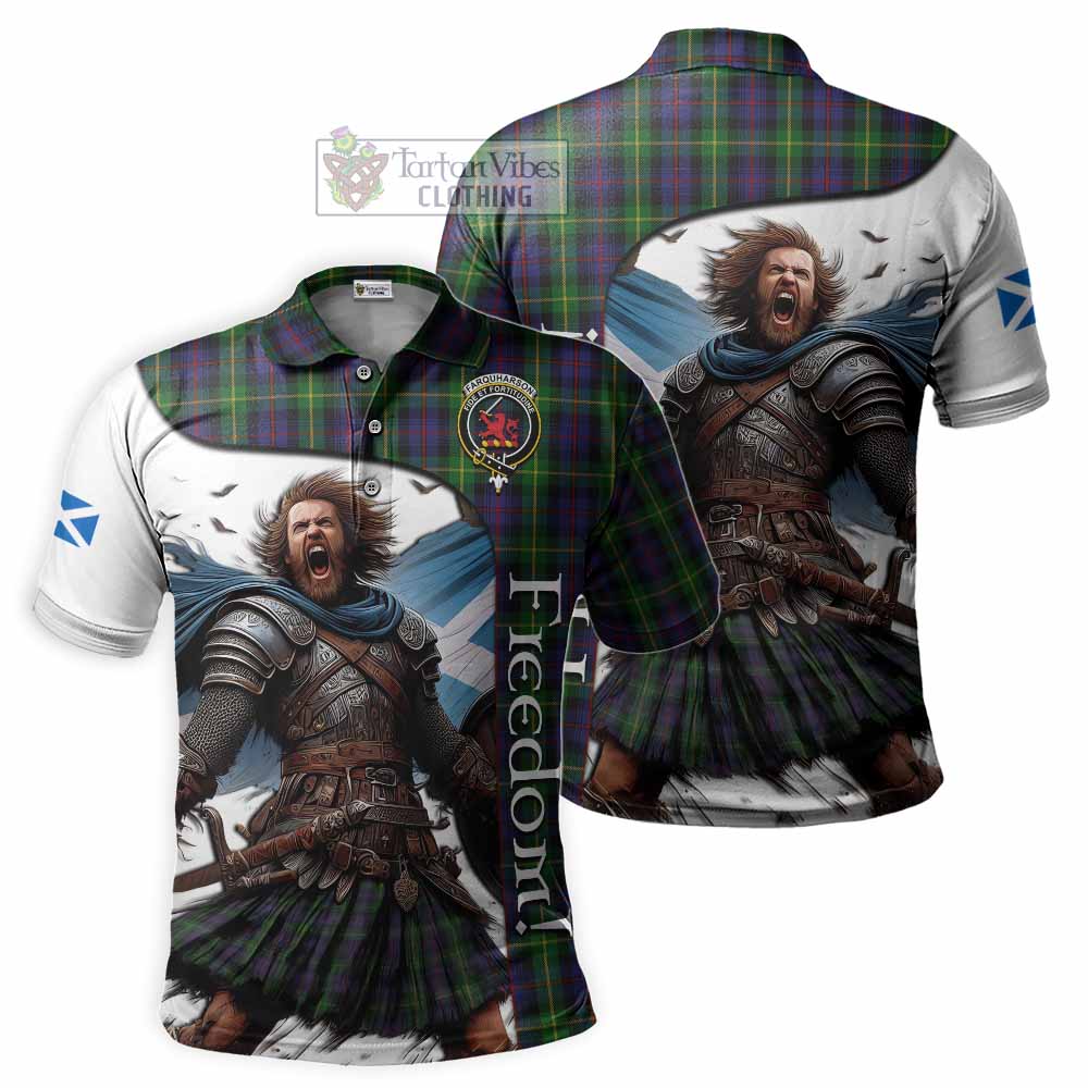 Tartan Vibes Clothing Farquharson Crest Tartan Polo Shirt Inspired by the Freedom of Scottish Warrior