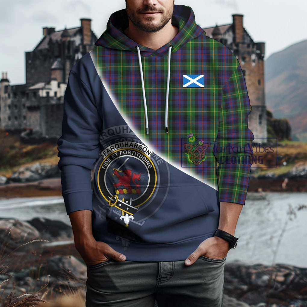 Farquharson Tartan Hoodie with Personalised National Flag and Family Crest Half Style - Tartanvibesclothing Shop