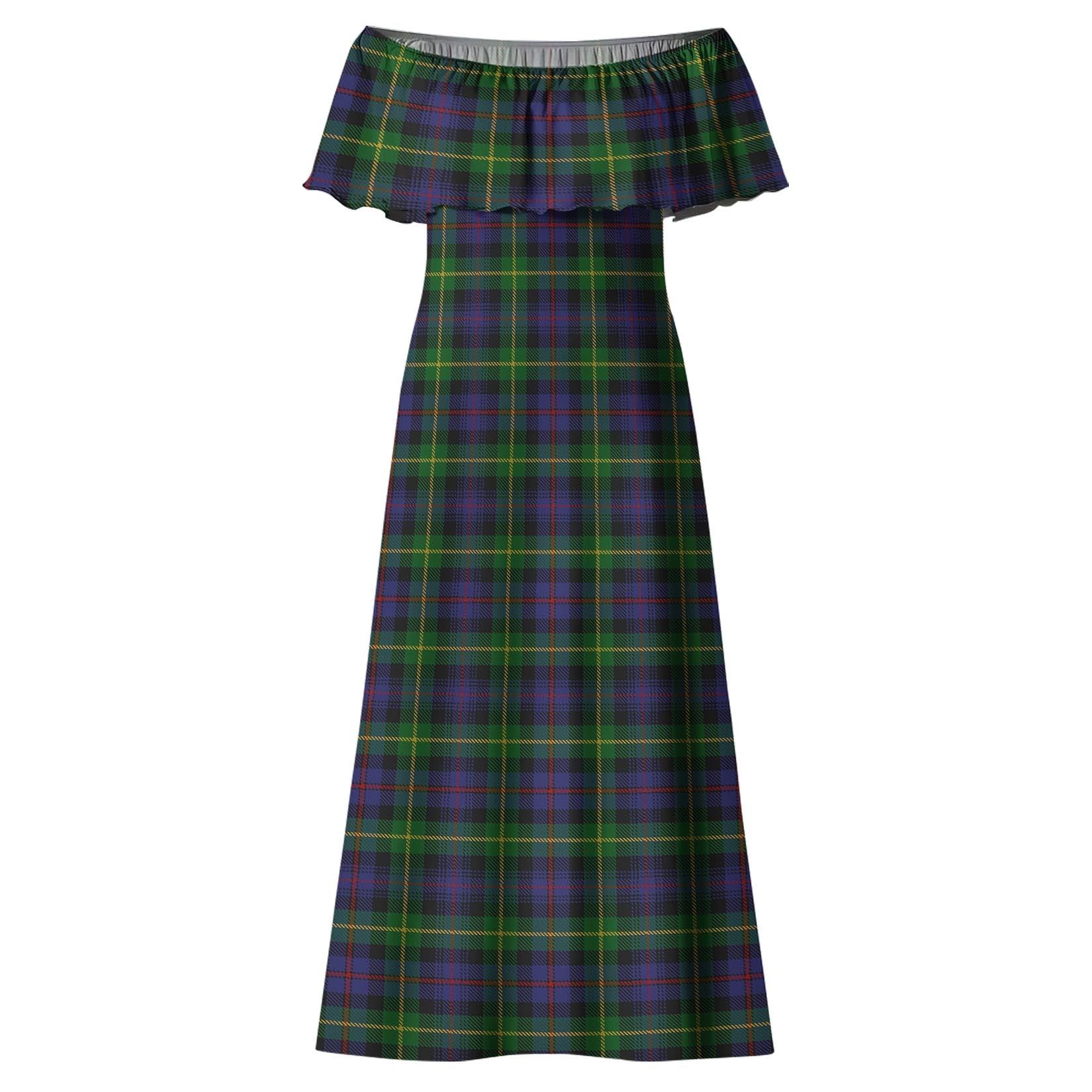 Farquharson Tartan Off Shoulder Long Dress - Tartanvibesclothing