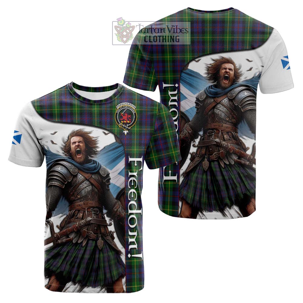 Tartan Vibes Clothing Farquharson Crest Tartan Cotton T-shirt Inspired by the Freedom of Scottish Warrior