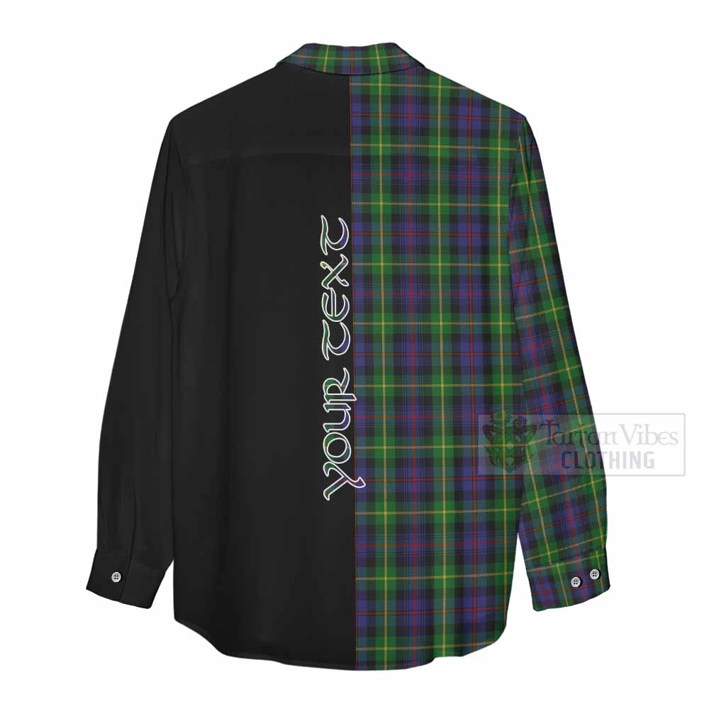 Tartan Vibes Clothing Farquharson Tartan Women's Casual Shirt with Family Crest and Half Of Me Style