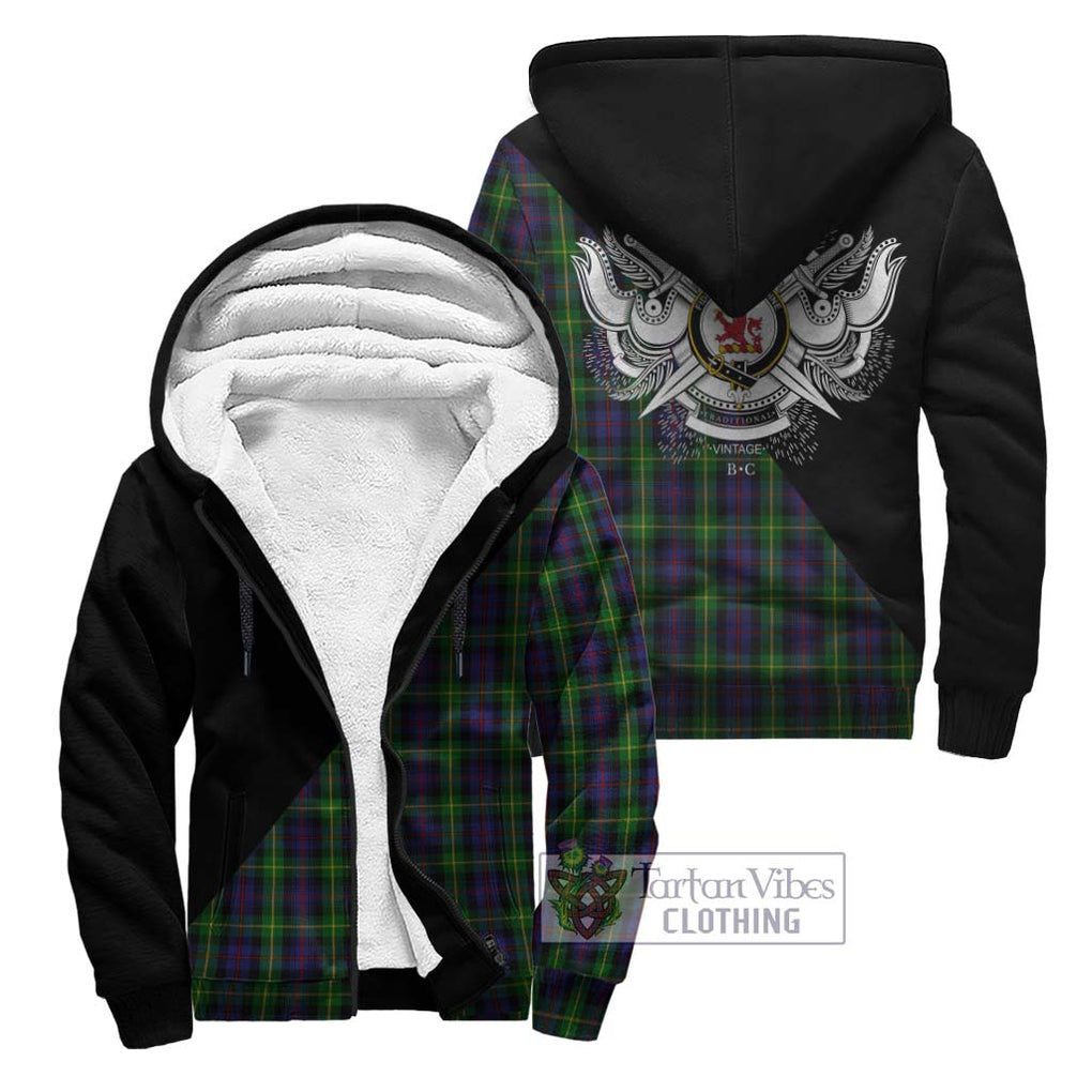 Farquharson Tartan Sherpa Hoodie with Family Crest and Military Logo Style Unisex - Tartanvibesclothing Shop