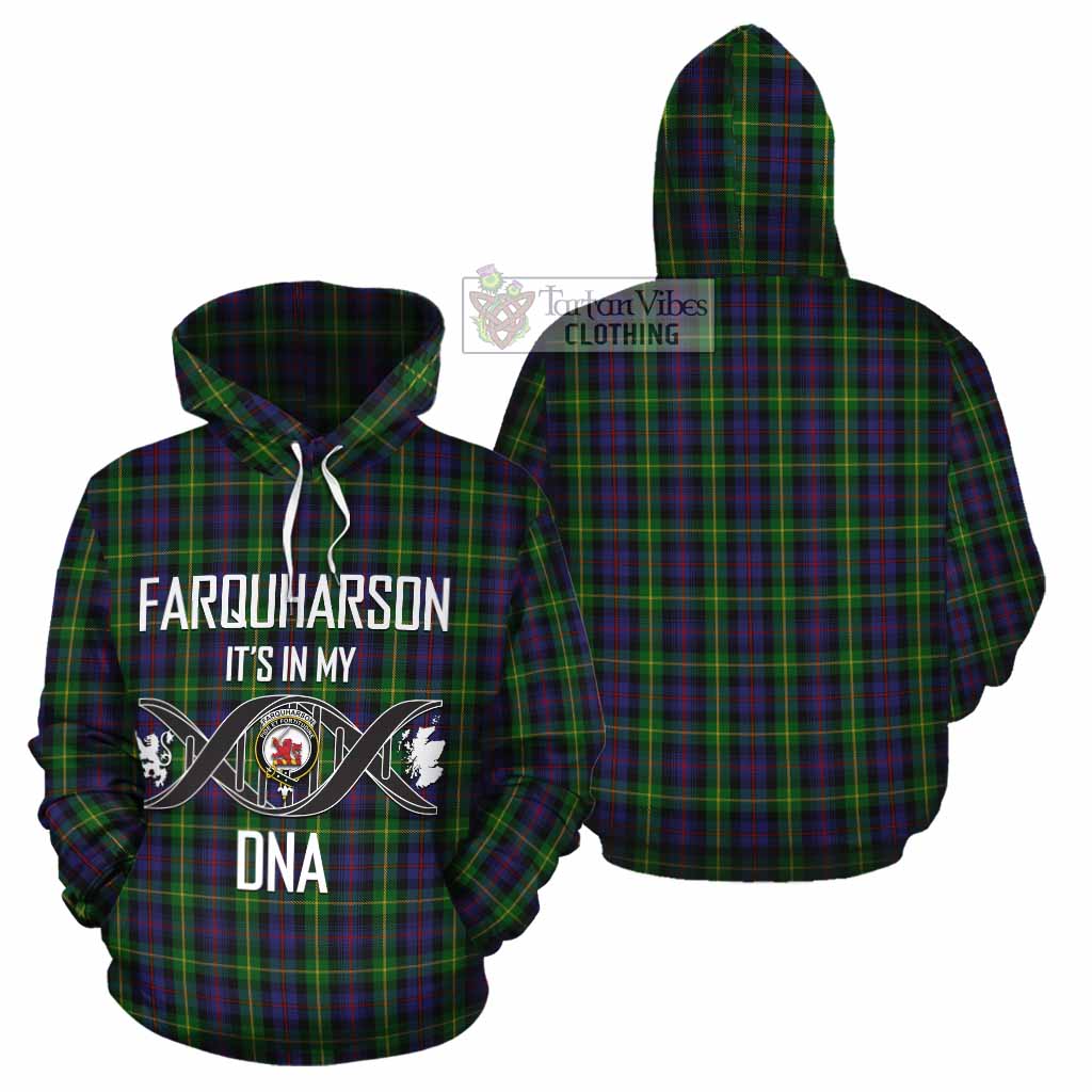 Tartan Vibes Clothing Farquharson Tartan Cotton Hoodie with Family Crest DNA In Me Style