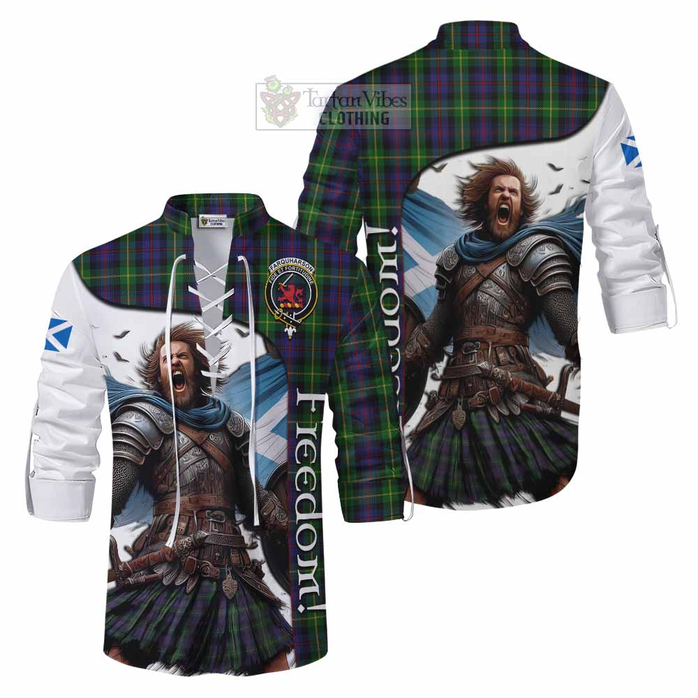 Tartan Vibes Clothing Farquharson Crest Tartan Ghillie Kilt Shirt Inspired by the Freedom of Scottish Warrior