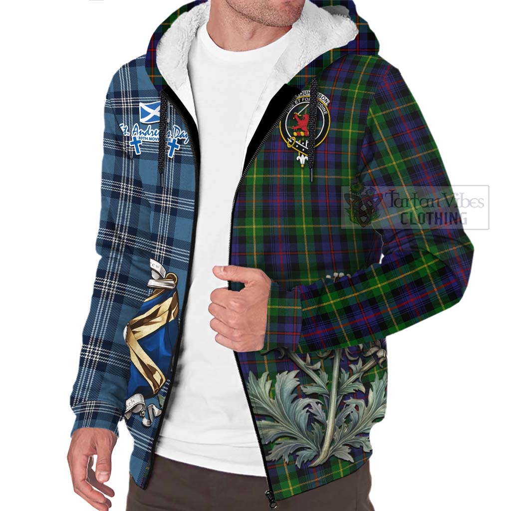 Tartan Vibes Clothing Farquharson Tartan Sherpa Hoodie Happy St. Andrew's Day Half Tartan Style