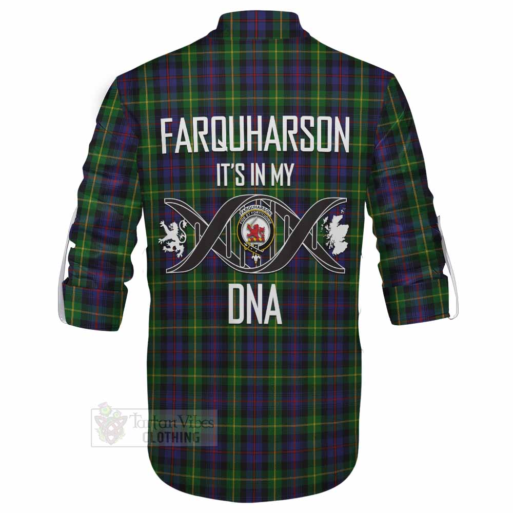 Tartan Vibes Clothing Farquharson Tartan Ghillie Kilt Shirt with Family Crest DNA In Me Style