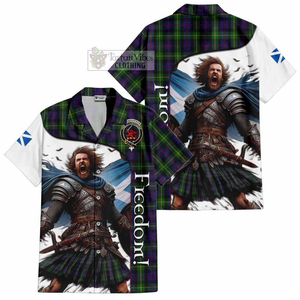 Tartan Vibes Clothing Farquharson Crest Tartan Short Sleeve Button Shirt Inspired by the Freedom of Scottish Warrior